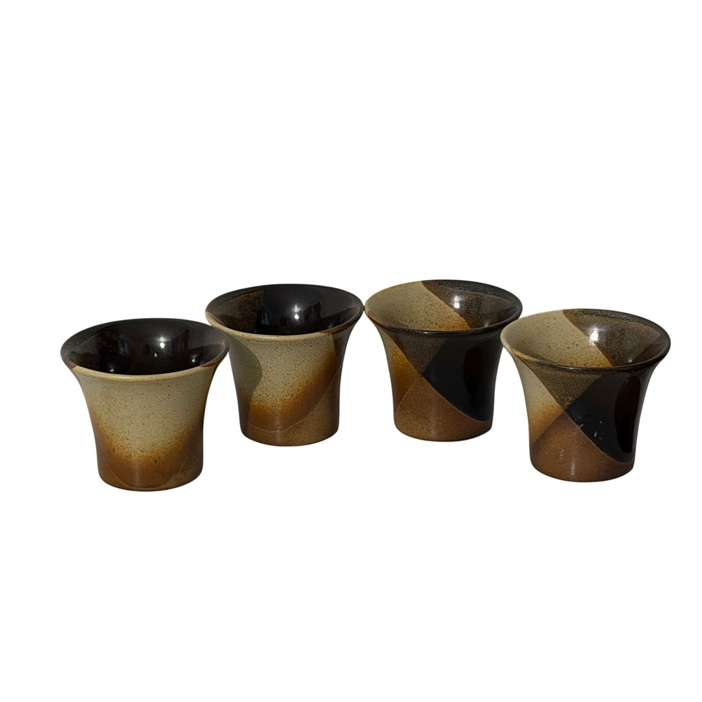 Pottery Craft Votive Succulent Pots  Brown Vintage Stoneware Set of 4